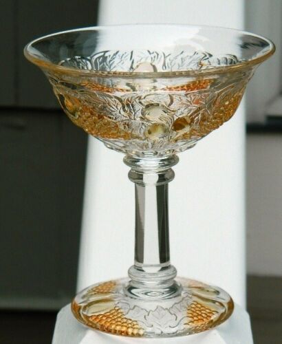 Westmoreland Della Robbia Champagnetall Sherbet Goblet Glass Lustre Gold