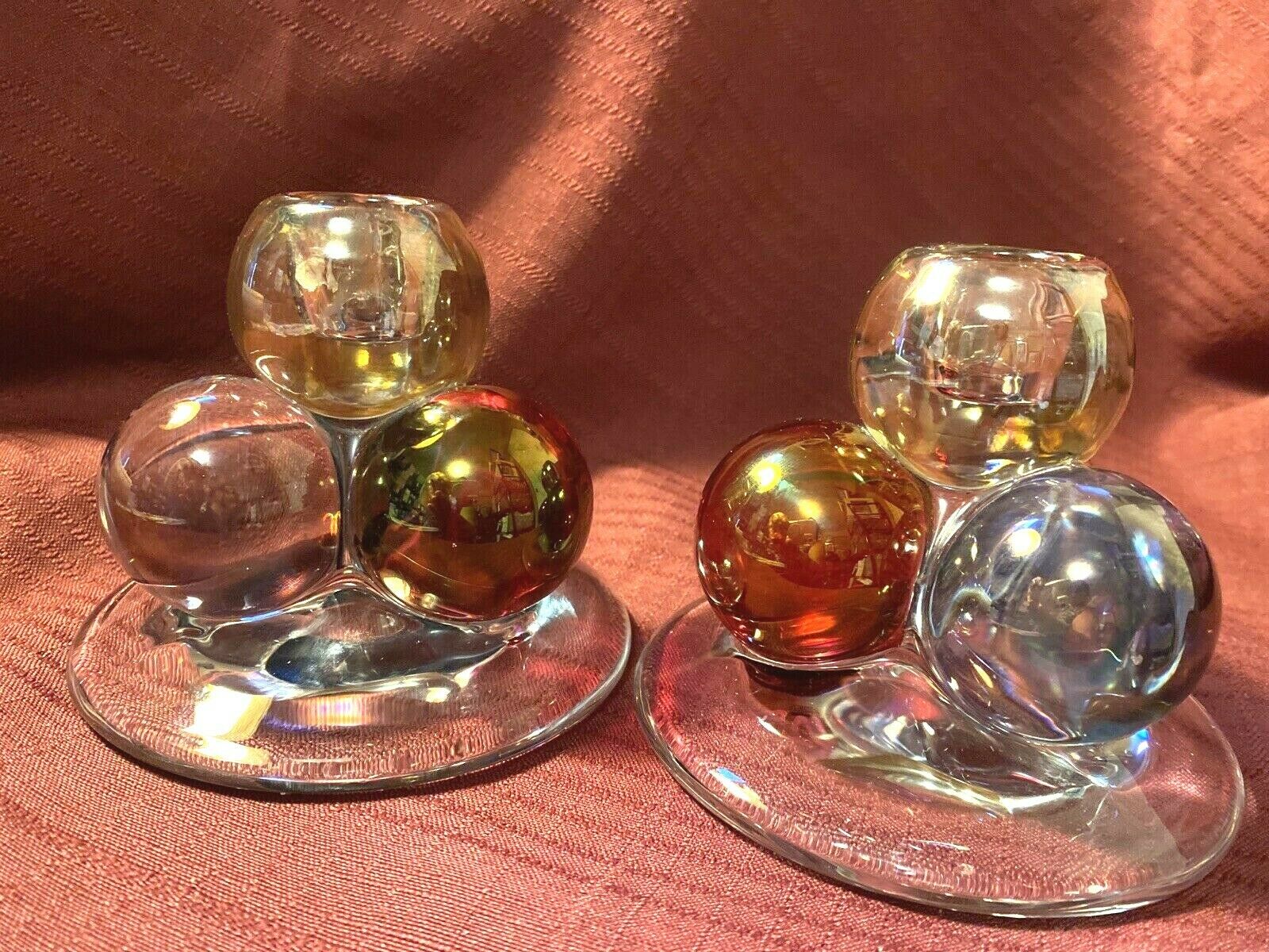 Westmoreland Della Robbia Glassball Candlesticks...unbelievably Neat!!