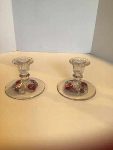 Westmoreland Glass Della Robbia Candle Holders Set Of 2