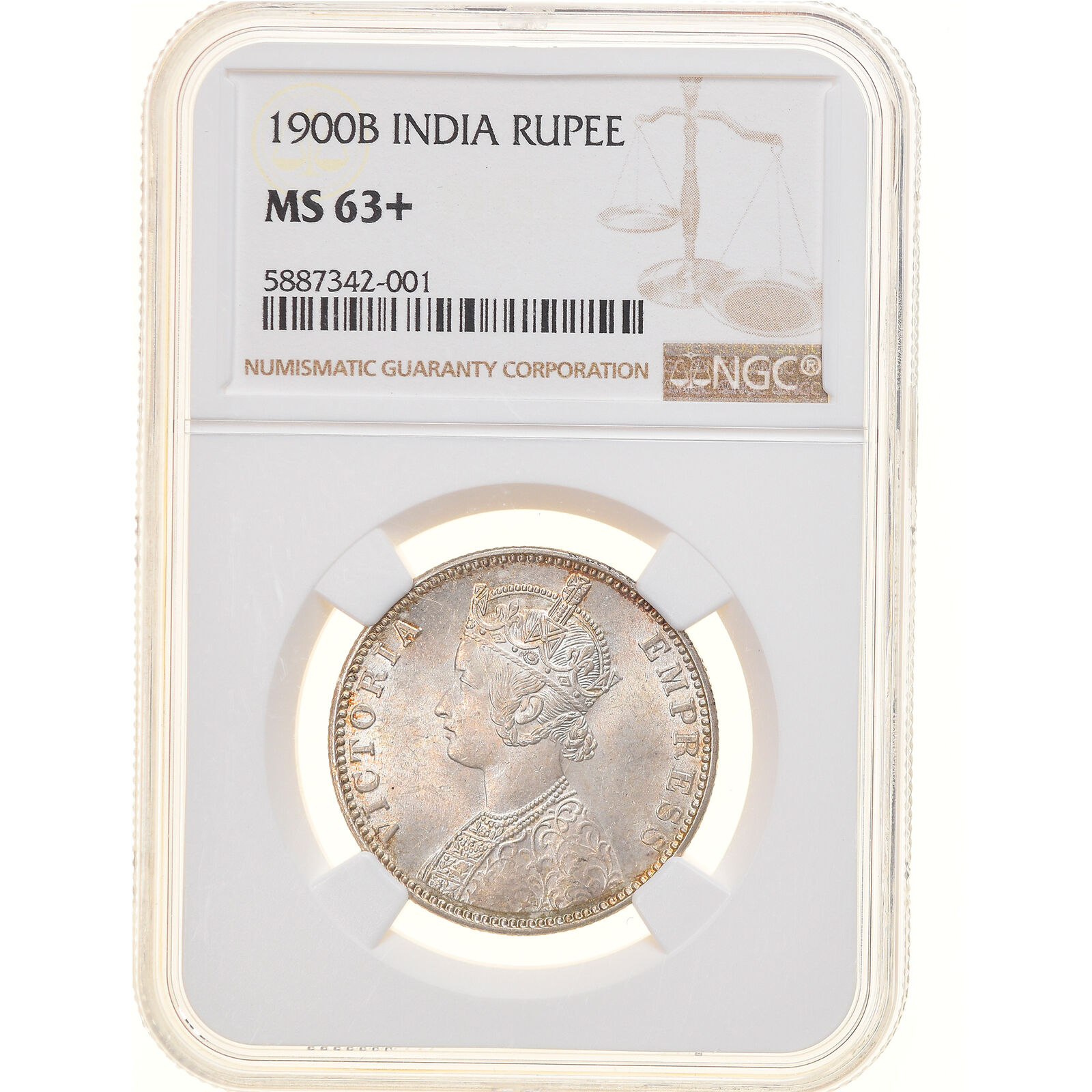 [#906159] Coin, India-british, Victoria, Rupee, 1900, Bombay, Ngc, Ms63+, Ms(63)