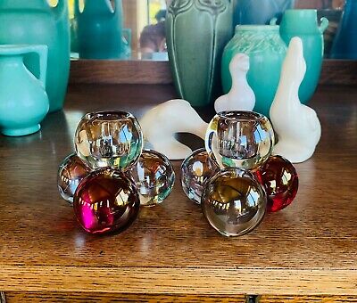 Pair Vintage Mid Century Westmoreland Glass Della Robbia Cluster Candle Holders