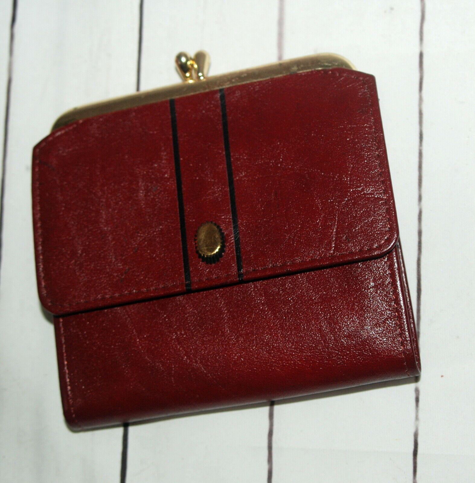Vintage Princess Gardner Leather Change Purse Full Grain Cowhide Brown Burgundy