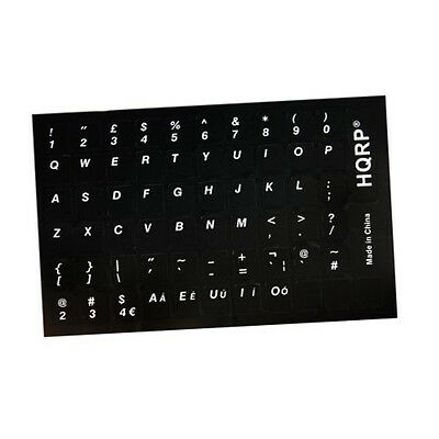 English Keyboard Stickers Black Background White Lettering For All Pc / Laptops