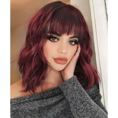 Women's Shoulder Length Wigs Curly Bob Wig With Bangs For Cosplay Party Daily