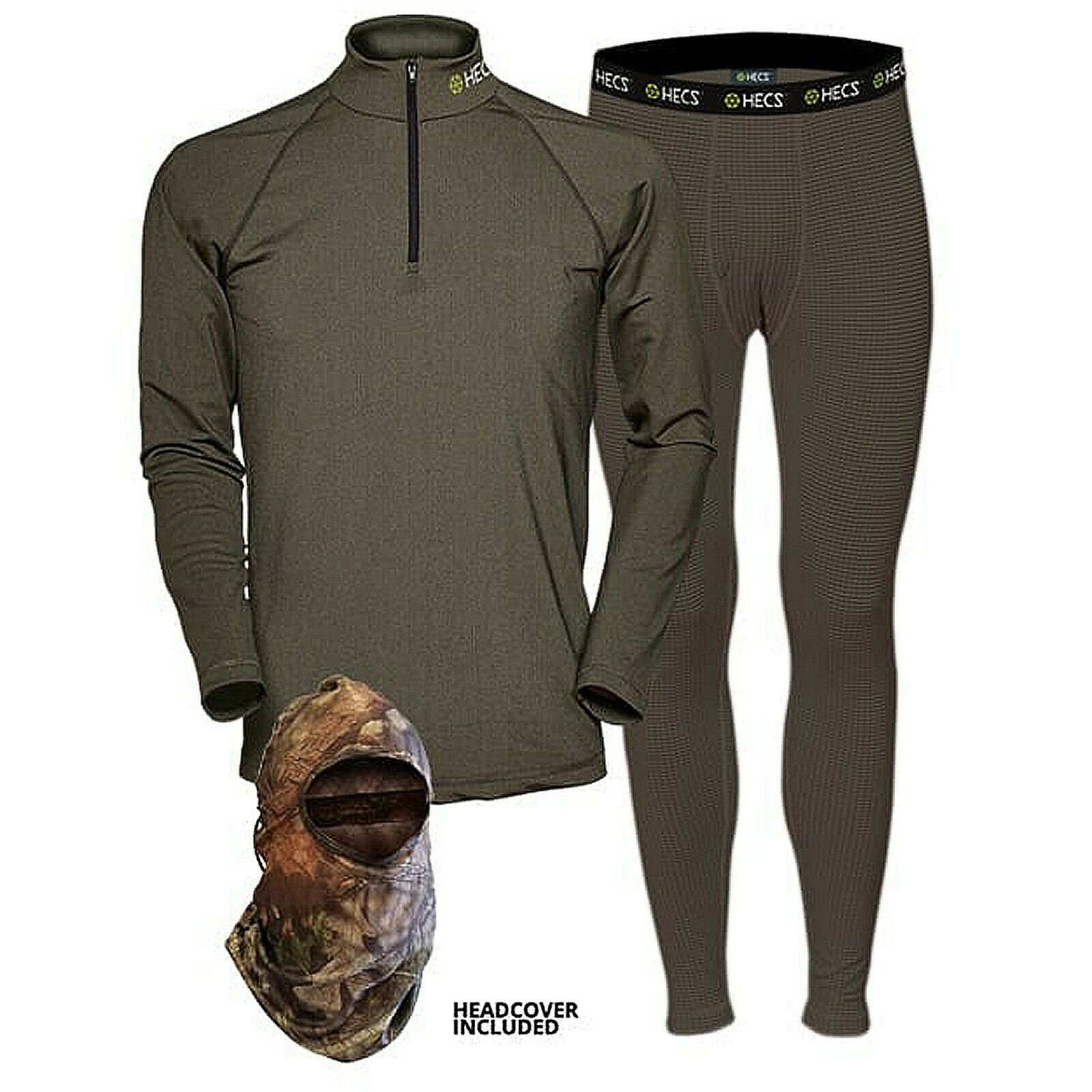 Hecs Suit Base Layer Hunting Suit - 3 Piece Shirt, Pants, Headcover | Sm-3x