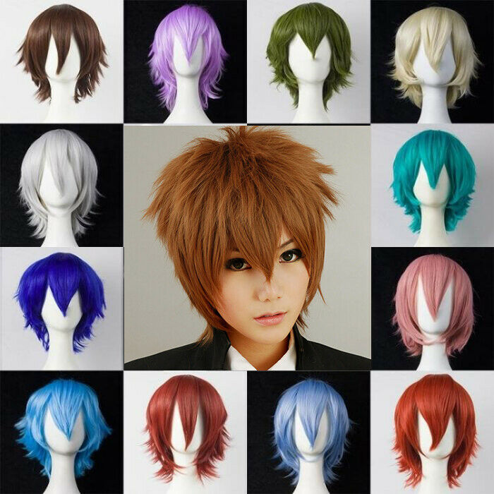 Cool Short Hair Full Wigs Multi-color Cosplay Costume Fashion Anime Party Hair