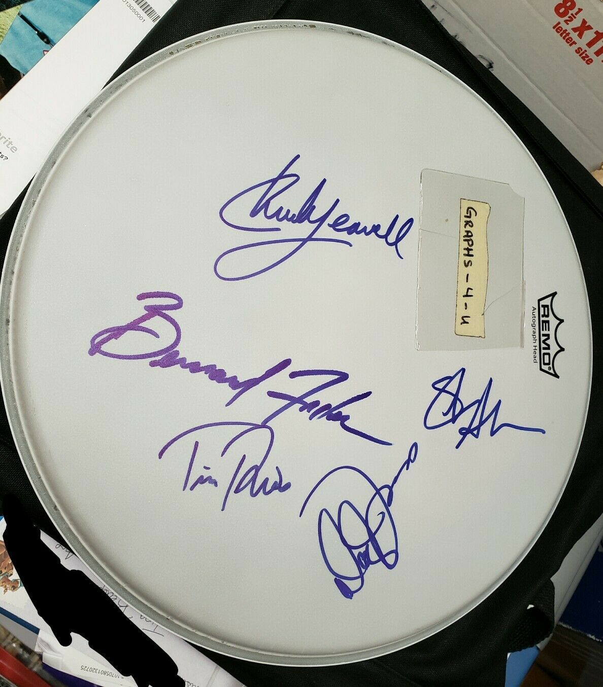 Rolling Stones Band Signed Drumhead Coa