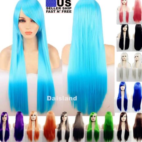 80cm Long Straight Women Cosplay Costume Party Hair Anime Wigs Full Hair Wig