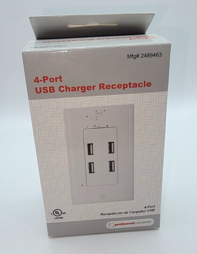 Interline Brands 4-port Usb Charger Receptacle Mfg#2489463 - 1ct - White - New
