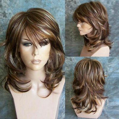 Brown Curly Wig For Women Girl Synthetic Wigs With Inclined Bangs Natural Wig Us