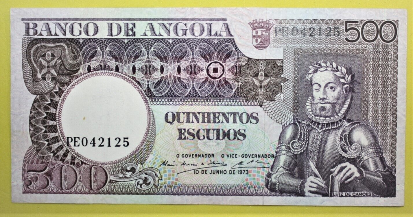 A1 - Portugal - Angola 500 Escudos 1973 Uncirculated Banknote P. 107 - Camoes