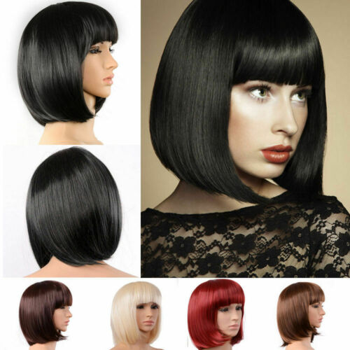 Lady Girl Bob Wig Women's Short Straight Bangs Full Hair Wigs Cosplay Party