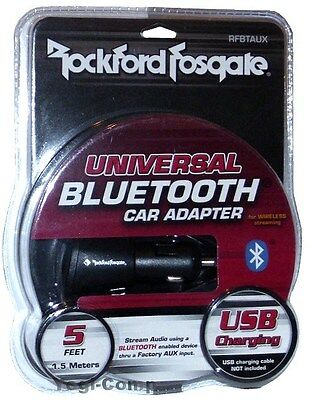 Rockford Fosgate Rfbtaux Universal Bluetooth Wireless Car Adapter + Usb Charging