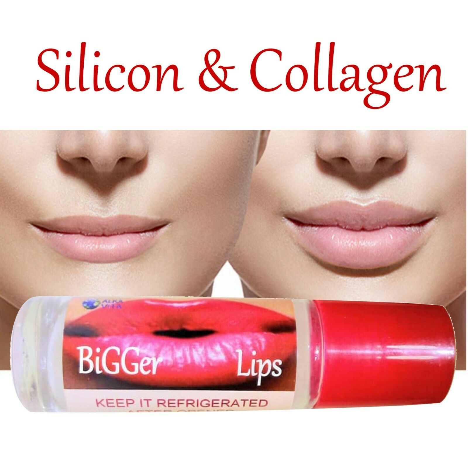 Lips Plumper Enhancer Silicon & Collagen Bigger Lips Organic Gel 10ml Alkavita