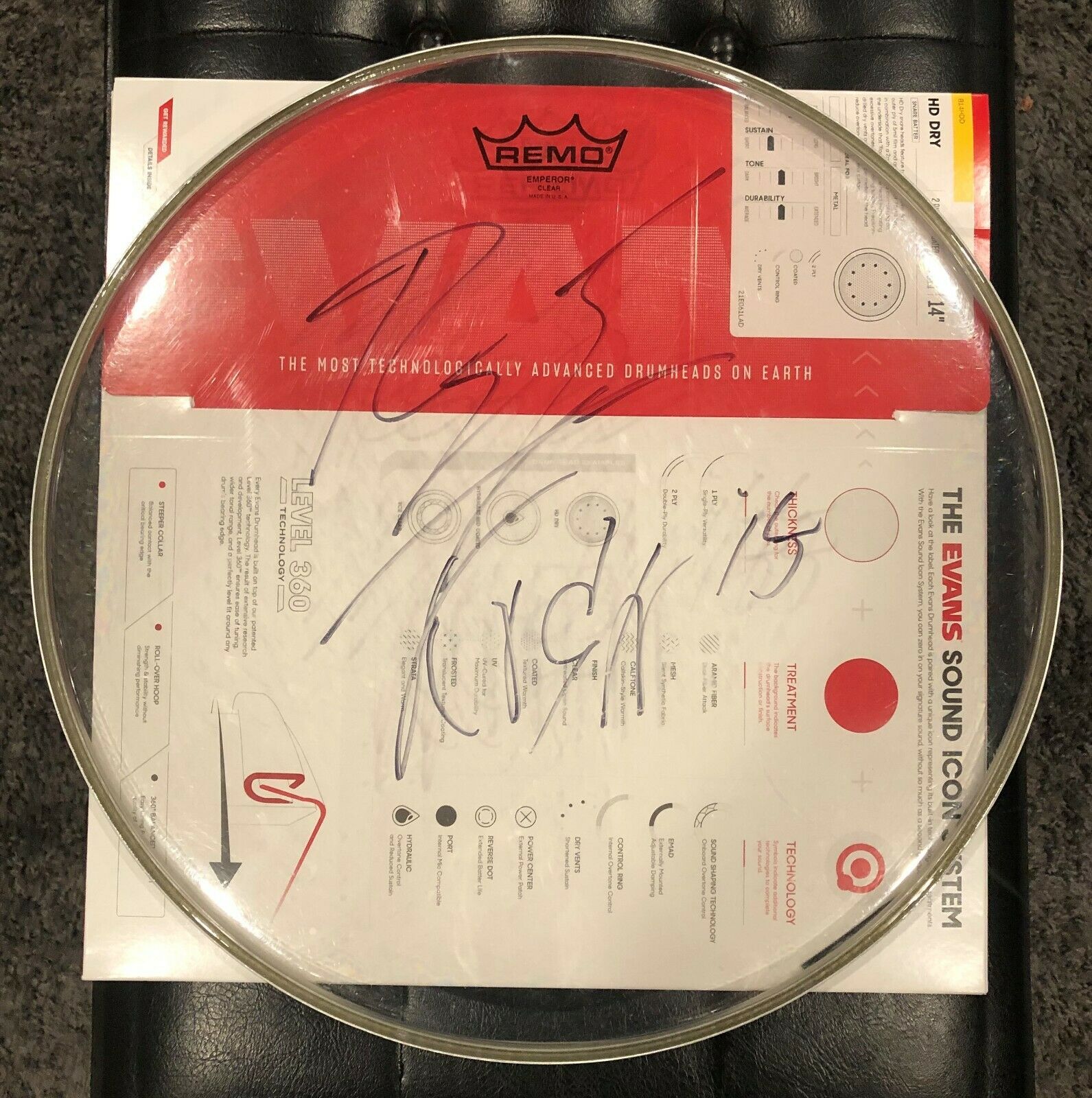 Korn Ray Luzier Autographed Drum Head ,stage Used