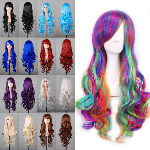 Lady 31" Long Curly Wigs Fashion Cosplay Costume Hair Anime Full Wavy Party Wig