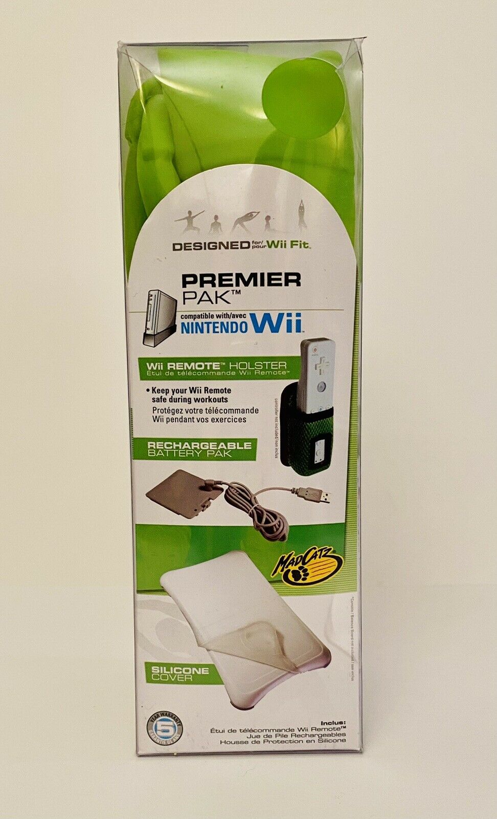 Wii Fit Madcatz Premier Pk Silicone Board Cover Battery Pk Remote Holster Green