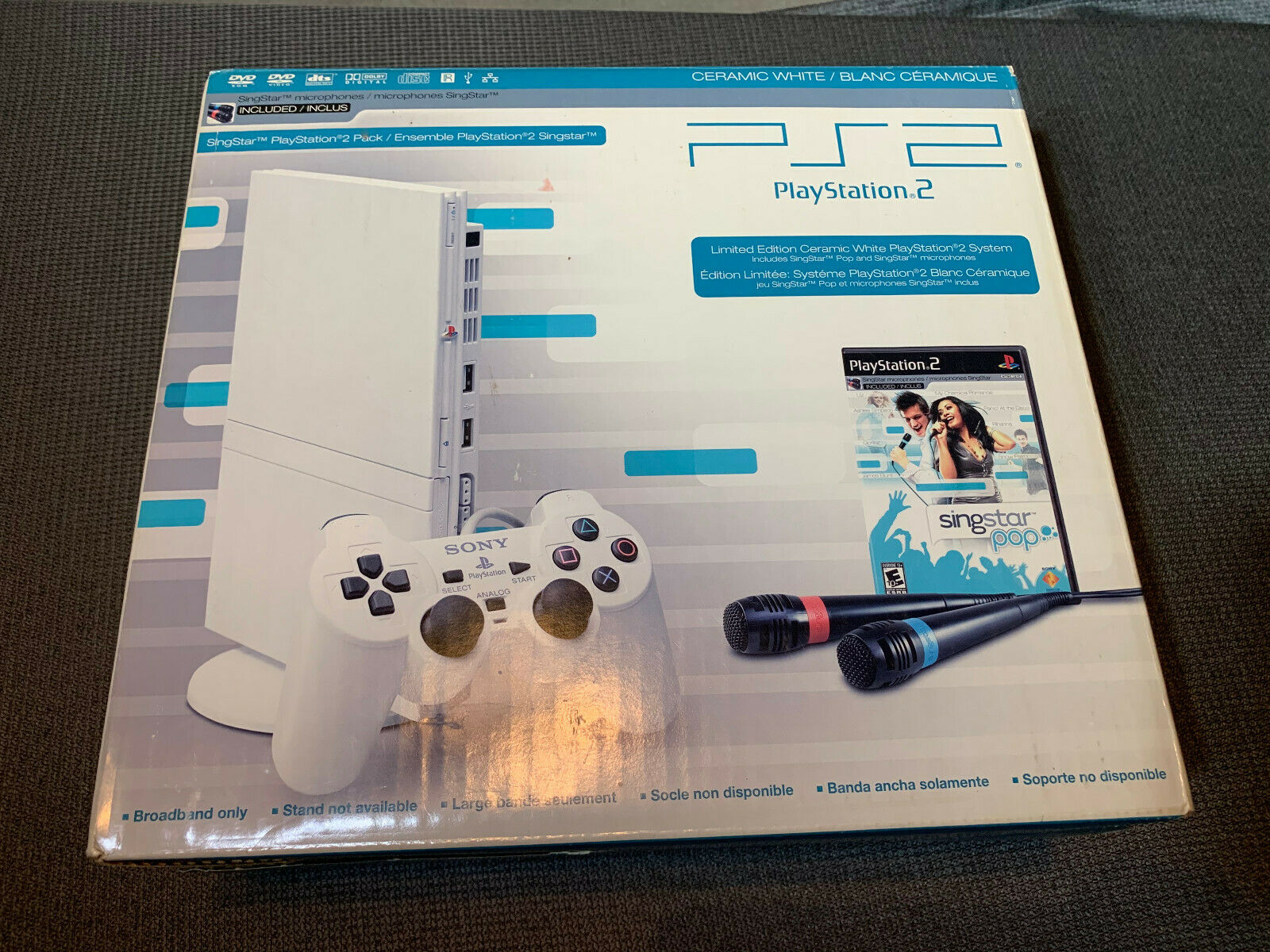 Playstation 2 Ps2 Ceramic White Singstar Box Mic Microphone Game New - No System
