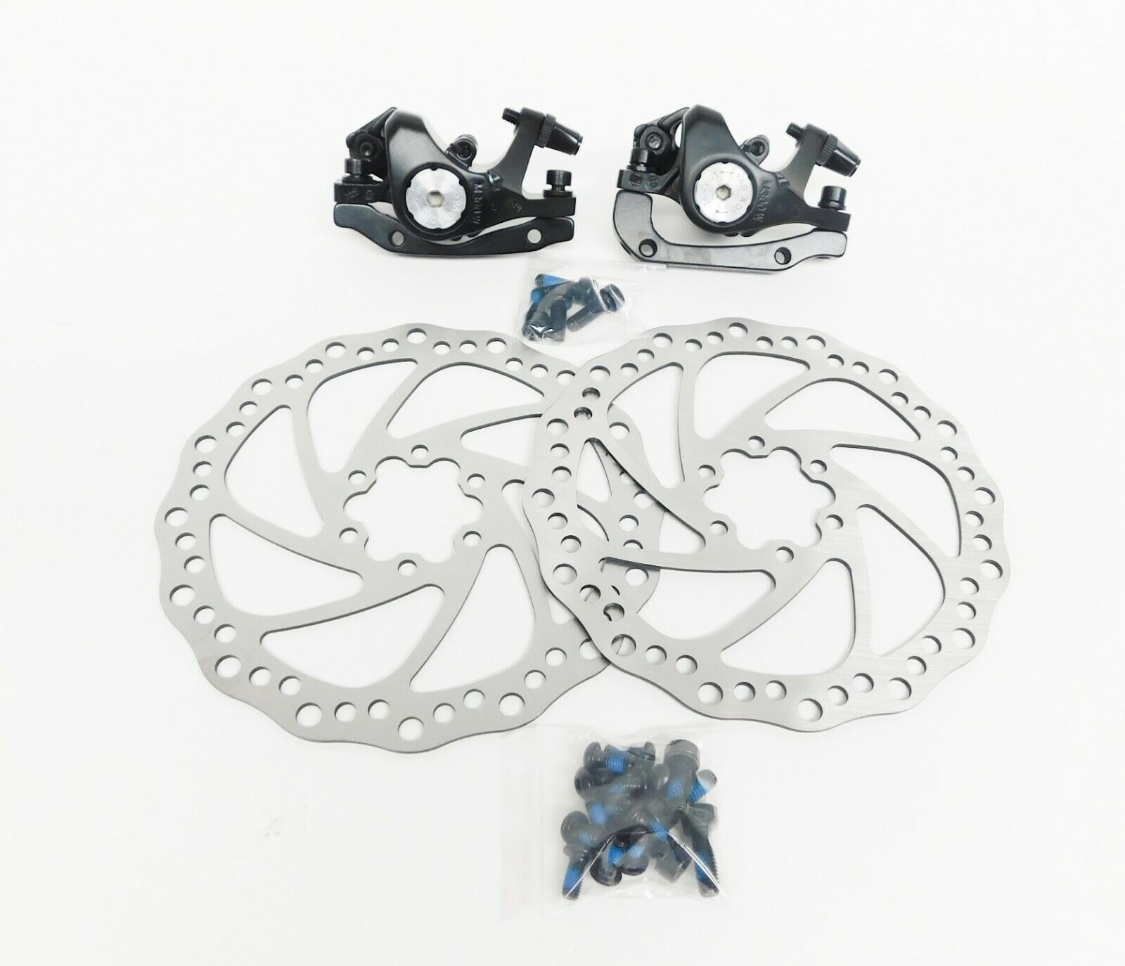 Tektro M300 Aries Mechanical Disc Brakes Front & Rear W Calipers, Rotors & Bolts