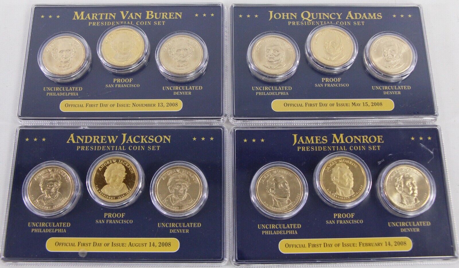 Set Of 4 2008 P/d/s Presidential Dollars First Day Of Issue Sets $1