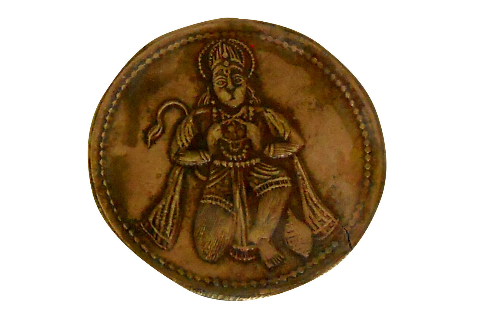 Ancient Ukl One Anna 1818 East India Company Hanumanji Rare Antique Old Coin
