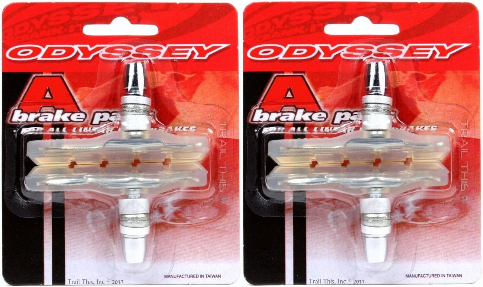 2-pack Odyssey A-brake Clear Bmx Bicycle Brake Pads / Shoes Threaded Posts Soft