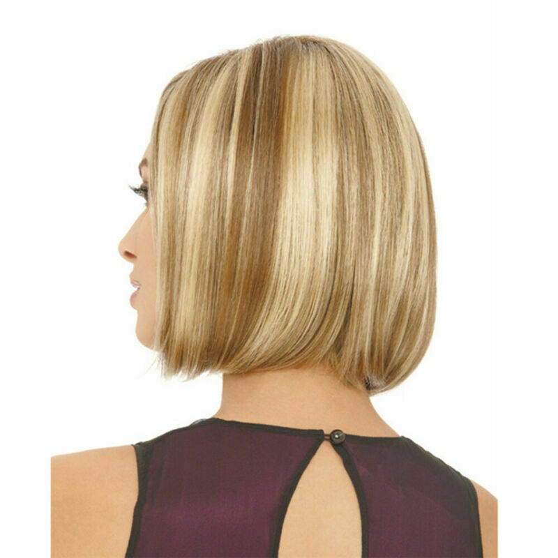 Women Hair Short Bob Wigs Straight Ash Blonde Hair Wig Cosplay Daily Party Wig