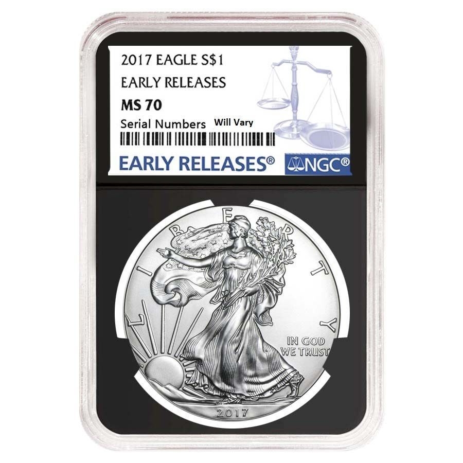 2017 American Silver Eagle Ms70 Early Releases Black Holder